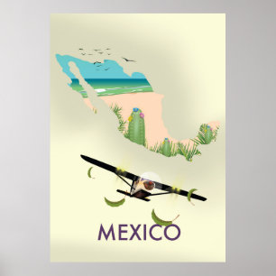 Mexico Map Reiseplakat Poster