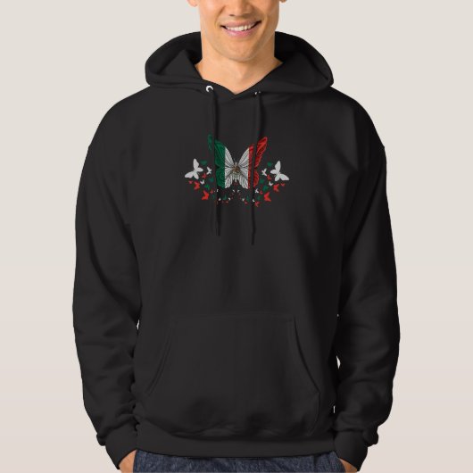 Mexico Mexican Mexico Flag Butterflies Hoodie (Vorderseite)