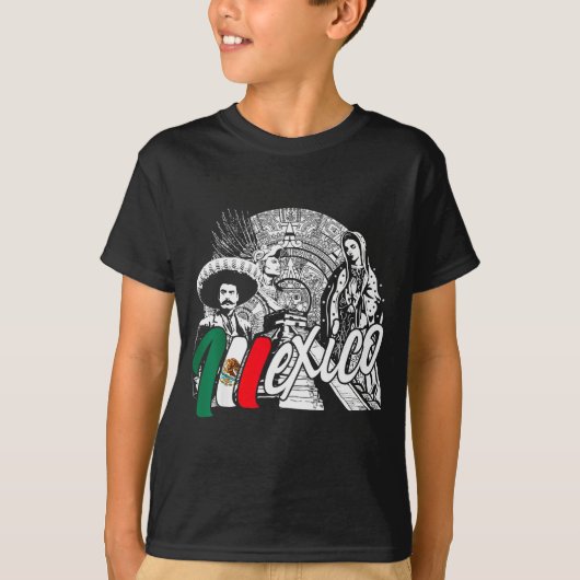 Mexico - Mexican Pride - Virgen De Guadalupe And H T-Shirt (Vorderseite)