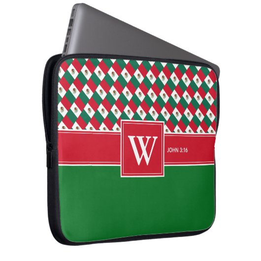 MEXICO Monogram Christlich Scripting Notebook Grün Laptopschutzhülle (Vorne Rechts)