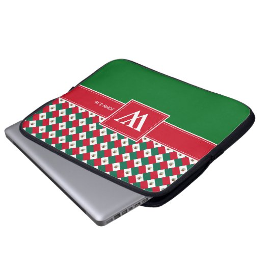 MEXICO Monogram Christlich Scripting Notebook Grün Laptopschutzhülle (Vorne Knopf)