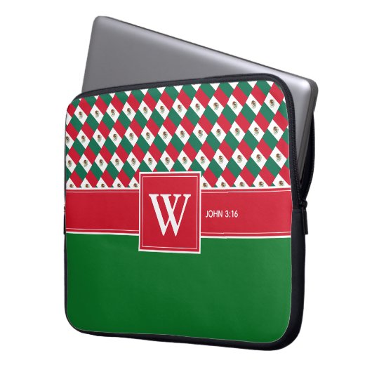 MEXICO Monogram Christlich Scripting Notebook Grün Laptopschutzhülle (Vorderseite Links)