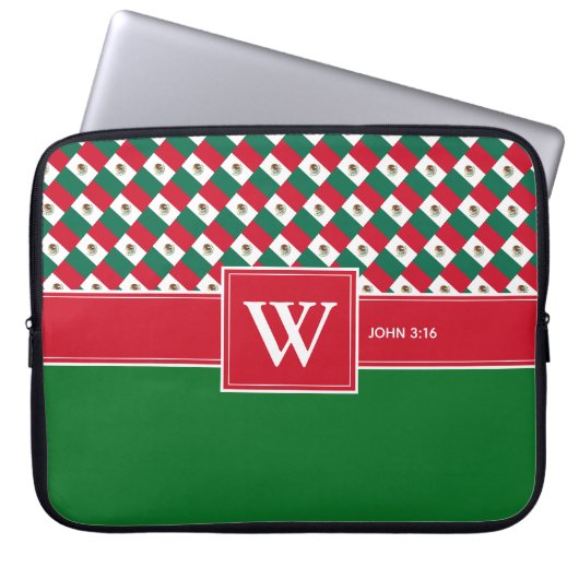 MEXICO Monogram Christlich Scripting Notebook Grün Laptopschutzhülle (Vorderseite)