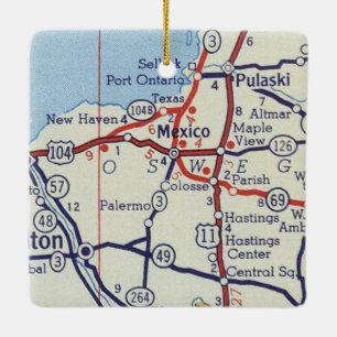 Mexico NY Vintag Map Keramikornament
