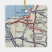 Mexico NY Vintag Map Keramikornament (Vorderseite)