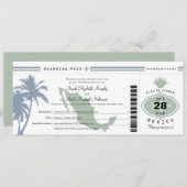 Mexico Palm Tree Agave Boarding Wedding Einladung (Vorne/Hinten)