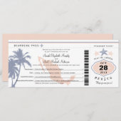 Mexico Palm Tree Starfish Boarding Hochzeit in Mex Einladung (Vorne/Hinten)