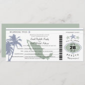 Mexico Palm Tree Starfish Boarding Hochzeit in Mex Einladung (Vorne/Hinten)