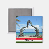Mexico Playa del Carmen Beach Statue Souvenir Magnet (Vorderseite/Rückseite)