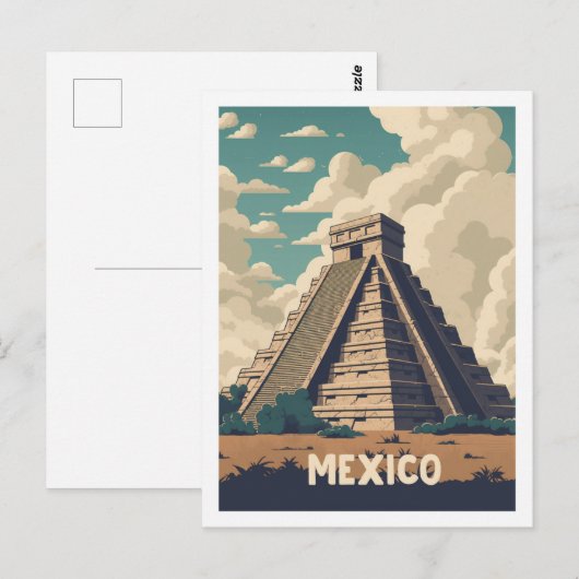 Mexico Pyramide Vintag Berühmter Reiseort Postkarte (Vorne/Hinten)