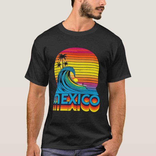 Mexico Retro Throwback Surf & Mexican Beach Souven T-Shirt (Vorderseite)
