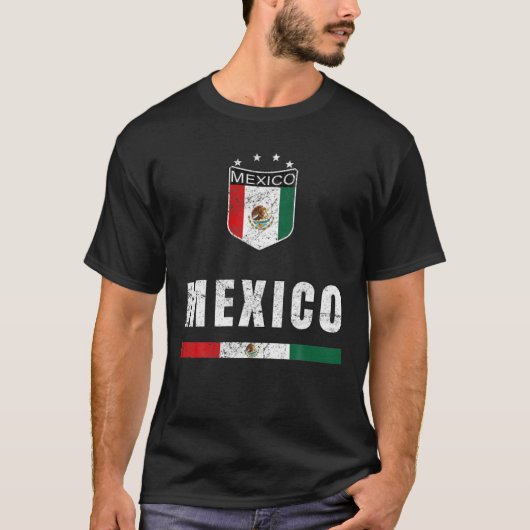 Mexico Soccer Fans Jersey Mexikanischer Flaggenfuß T-Shirt (Vorderseite)