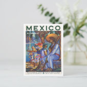 Mexico Travel Poster Style Retro Inspiriert Postkarte (Stehend Vorderseite)