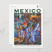 Mexico Travel Poster Style Retro Inspiriert Postkarte (Vorne/Hinten)