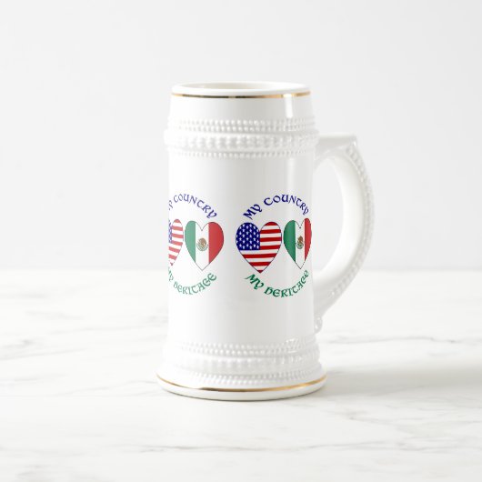 Mexico USA Mein Land mein Erbe Bierglas (VorderseiteRechts)