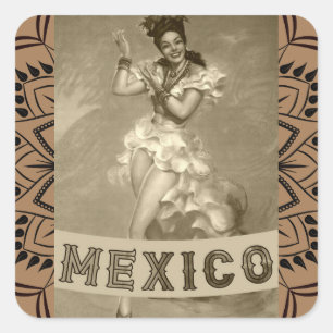 MEXICO Vintage Kunst - Reise - Quadratischer Aufkleber