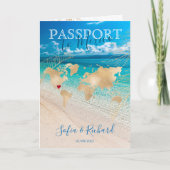 Mexico Wedding Destination Passport Map QR code Einladung (Vorderseite)