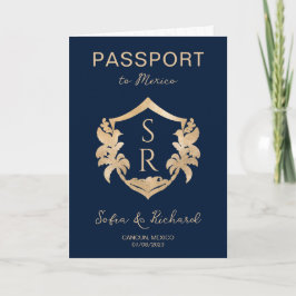 Mexico Wedding Destination Passport Wappen Palm Einladung