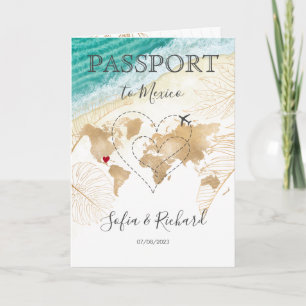 Mexico Wedding Destination Passport World Heart Einladung