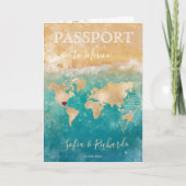 Mexico Wedding Destination Passport World Map Inv Einladung (Vorderseite)