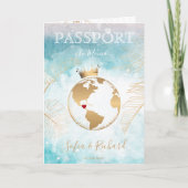 Mexico Wedding Destination Passport World Map Inv Einladung (Vorderseite)