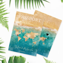 Mexico Wedding Destination Passport World Map Inv