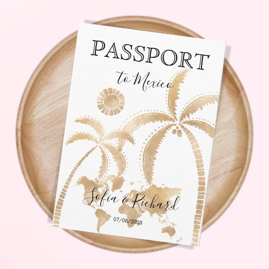 Mexico Wedding Destination Passport World Map Inv Einladung