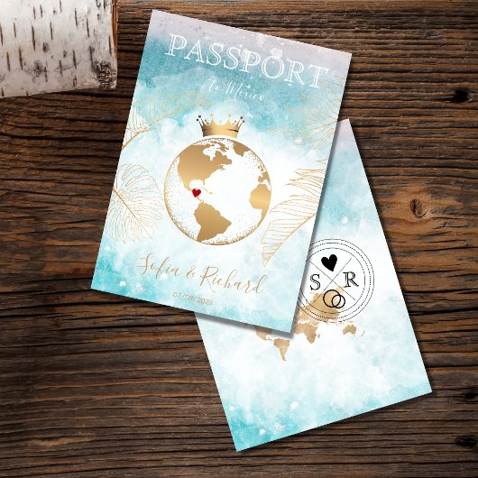 Mexico Wedding Destination Passport World Map Inv Einladung