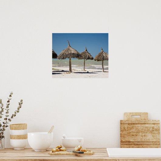 Mexico, Yucatan Peninsula, Progreso. Thatch Poster (Küche)