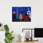 MEXIKAN PUEBLO STADTPRISARTEN POSTER (Heimbüro)