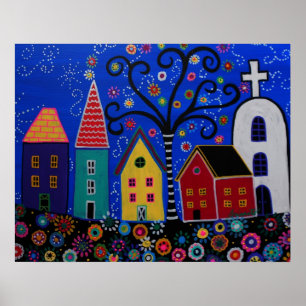 MEXIKAN PUEBLO STADTPRISARTEN POSTER