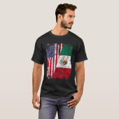 MEXIKAN ROOTS Halbamerikanische Flagge MEXIKO T-Shirt (Vorne ganz)