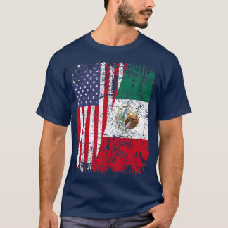 MEXIKAN ROOTS T Halbamerikanische Flagge MEXIKO T-Shirt