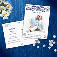 MEXIKAN TALAVERA SAVE THE DATE POSTCARD