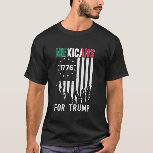 Mexikaner für Trump 2024 Mexiko Freundschaftsflagg T-Shirt (Vorderseite)
