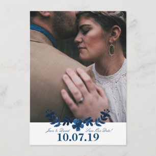 Mexikaner Otomi Save the Date Karte - Marine