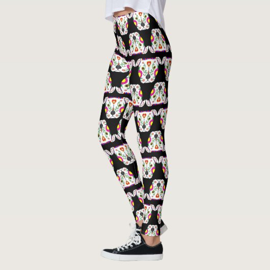 Mexikaner Pitbull Muster-Schwarzes Leggings (Links)
