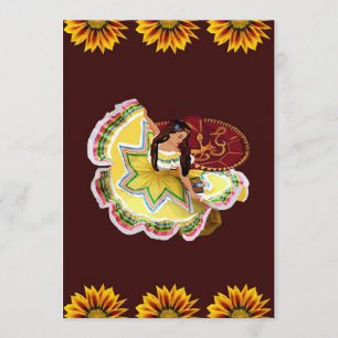 Mexikaner Quinceanera Einladung - Burgunder