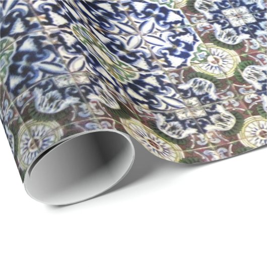 Mexikaner-Talavera-Fliesenentwurfs-Packpapier Geschenkpapier (Rolleneckpunkt)