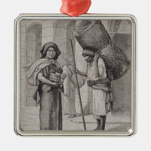 Mexikaner Tortillera und Stroh-Matten-Verkäufer Silbernes Ornament (Vorne)