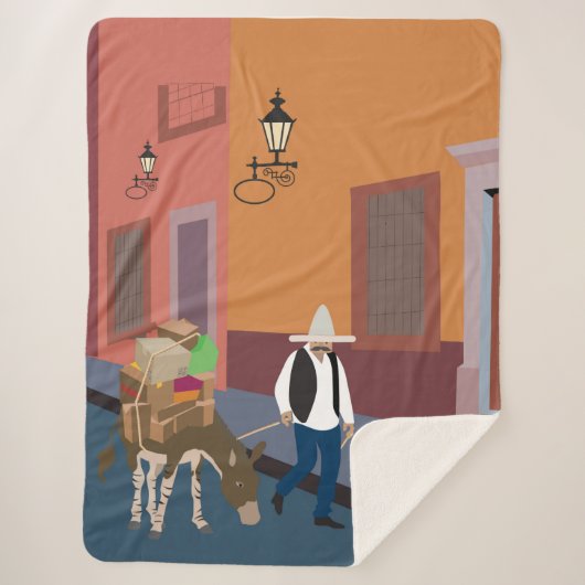 Mexikanerin mit einem Esel in der Stadt Sherpadecke (Vorderseite)