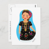 Mexikanerin, Tehuana Matryoshka Postcard Postkarte (Vorne/Hinten)