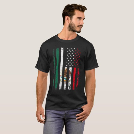 Mexikanisch-Amerikanische Flagge mexikanische Root T-Shirt (Vorne ganz)