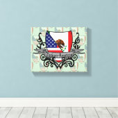 Mexikanisch-Amerikanische Schildflagge Leinwanddruck (Insitu (Holzboden))