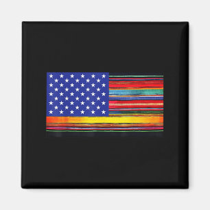 Mexikanisch amerikanische USA-Flagge Serapé Cinco Magnet