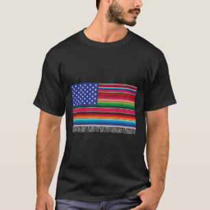 Mexikanisch Amerikanische USA-Flagge Serape Cinco  T-Shirt