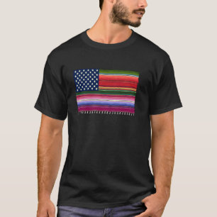 Mexikanisch Amerikanische USA-Flagge Serape Cinco T-Shirt
