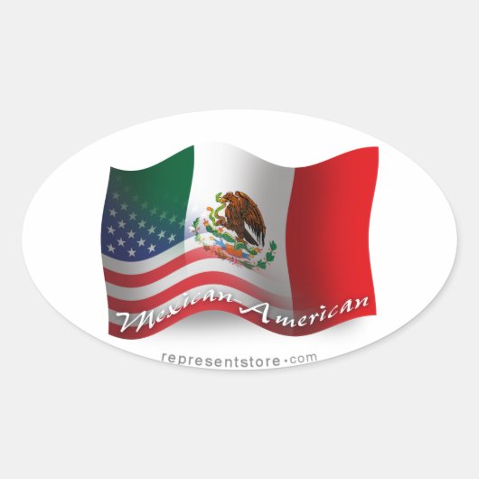 mexikanisch-amerikanische Wave Flag Ovaler Aufkleber (Vorderseite)