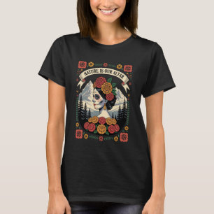 Mexikanisch-Amerikanischer Catrina-Natur-Altar Dia T-Shirt