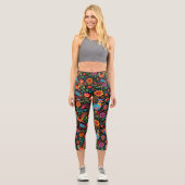 mexikanisch bunt blumenreich capri leggings (Vorderseite)